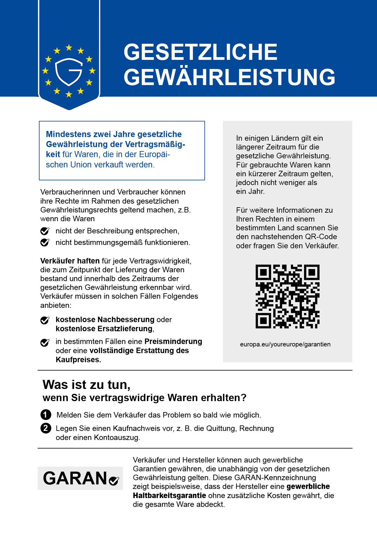 GARAN Garantie Label - Klicken zum Vergrößern